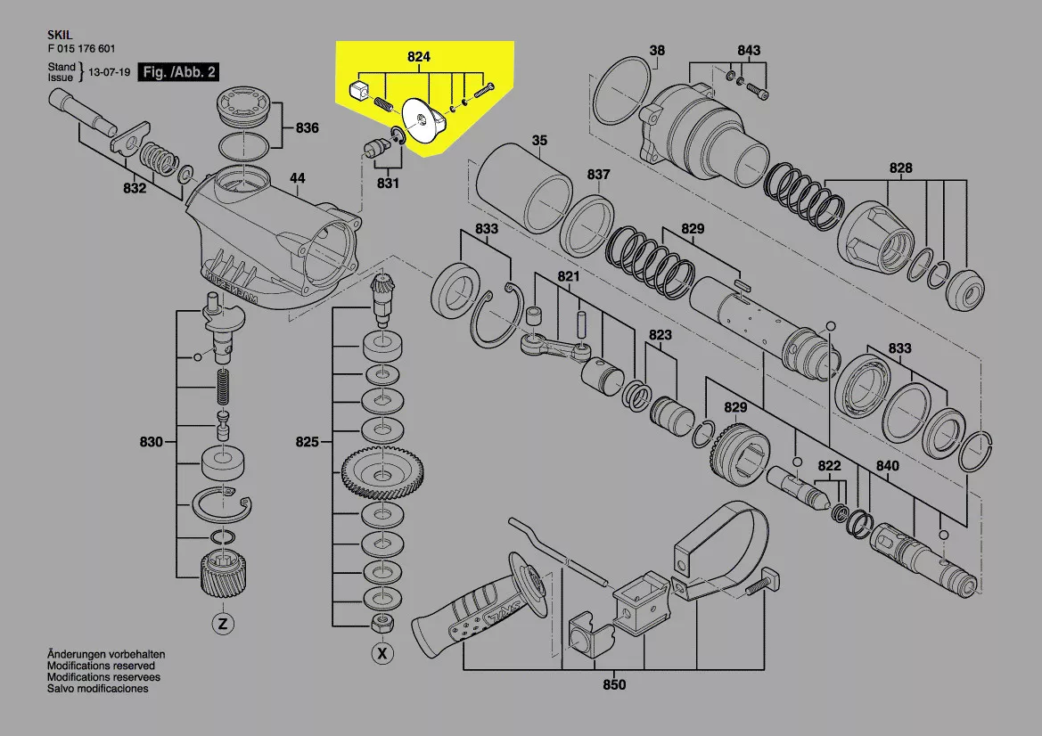 bouton sélection mode percussion réf. 2610Z05684 Skil